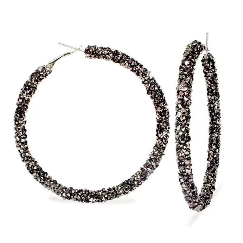 Hoop earrings shimmer gray